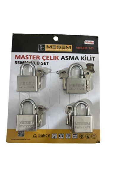 Meşem Master Çelik Asma Kilit 55 Mm 4’lü Set