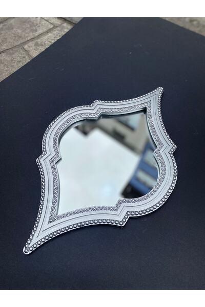 Peramari Dekoratif Polyester Tekli Damla Ayna Gümüş