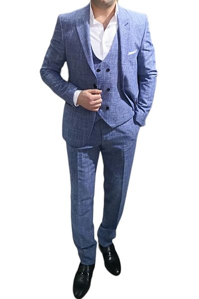 BayAygün 3013 Curved Vest Suit_blue