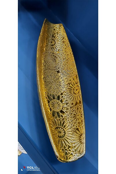 Otantik Dekoratif Porselen Meyvelik Altın Renk 31*10*5 Cm