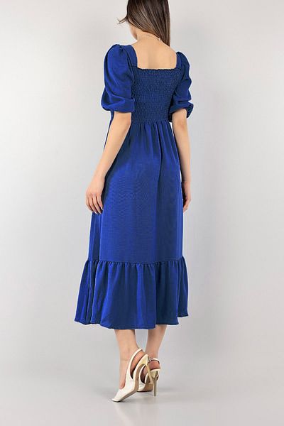 NKTCOLLECTİON Rochie țesută cu lungime midi pentru femei, albastru indigo