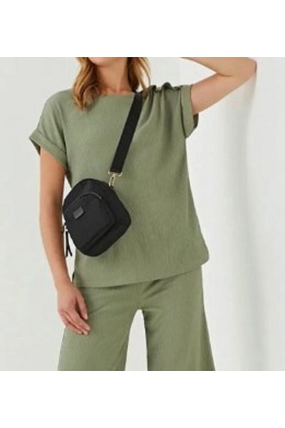 Kübra Tekstil Γυναικεία Μπλούζα Χακί Χρώμα Κουμπί Λεπτομερή Kt00919