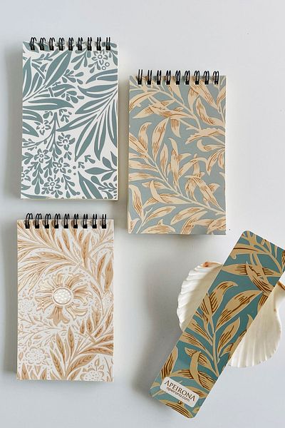 Apeirona Vintage Notebook Set - 3 Small Notepads - Embossed Cover