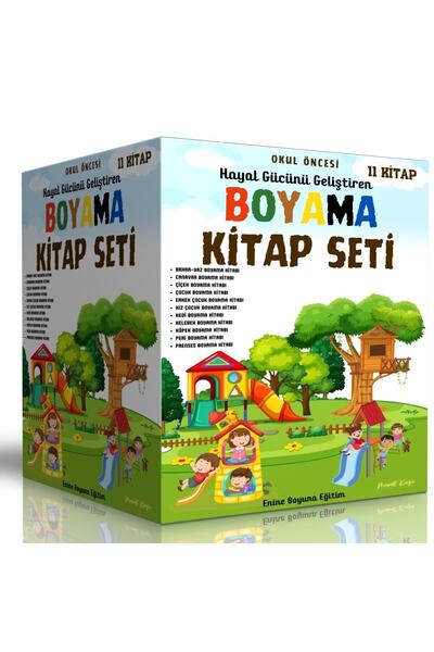 Enine Boyuna Eğitim مجموعة كتب تلوين لتنمية الخيال (11 كتابًا)