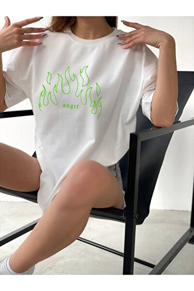 Mella&Co تي شيرت بأكمام قصيرة مطبوع عليه Green Angel Fire