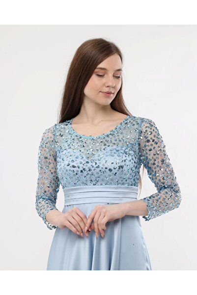 Cristina Βραδινό φόρεμα με παγιέτες μακρυμάνικο