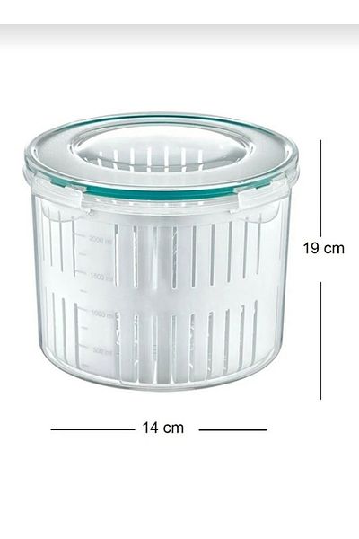 AHİR TİCARET 2 Pieces Large Size Pickle Bowl with Strainer and Storage Container 2.5 Lt