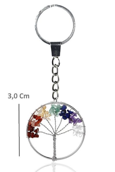 Tesbih Atölyesi Certified 7 Chakra Natural Stone Keychain - Aventurine Amethyst Lapis Lazuli Citrine Agate Jasper Stone