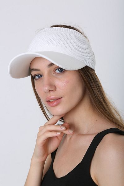 MARBERRY White Lycra Tennis Visor Women's Hat