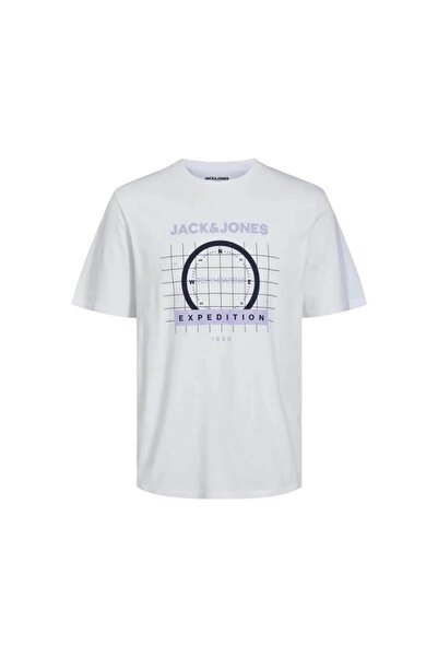 Jack & Jones Ανδρικό μπλουζάκι Λευκό 12238838 Jcoocean Tee Crew Neck Fst