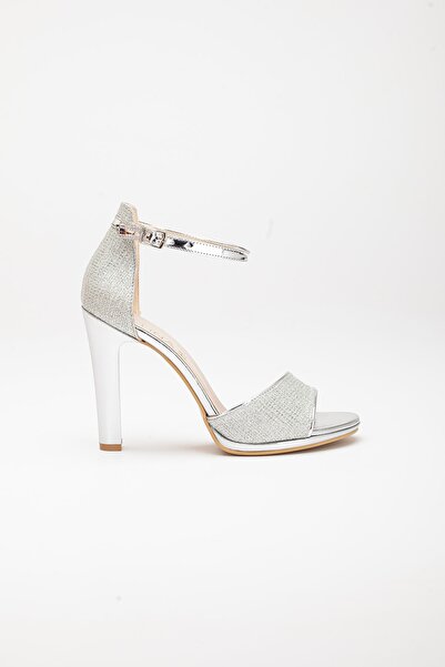 LİLLA Platform Yüksek Topuklu Gümüş Kadın Ayakkabı