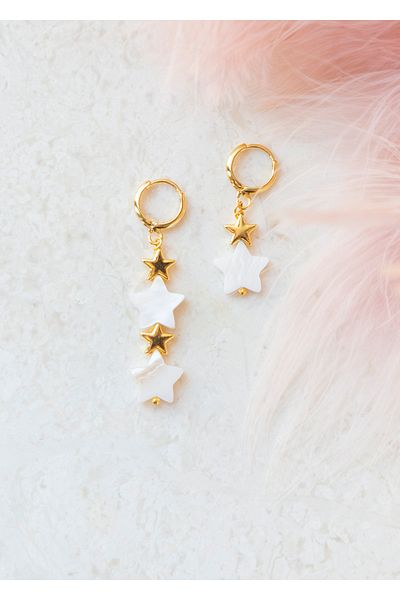 CHARMLUCKY Star Pearl Stone Earrings
