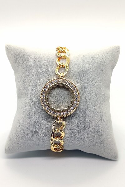 Genel Markalar Altın Renk Zirkon Taşlı Çeyrek Altın Koyulan Bileklik Çerçeve