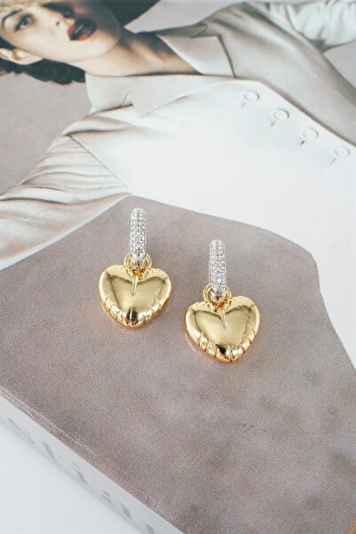 By Zeyna Aksesuar Women's Vip Series Heart Figured Balloon Earring Set