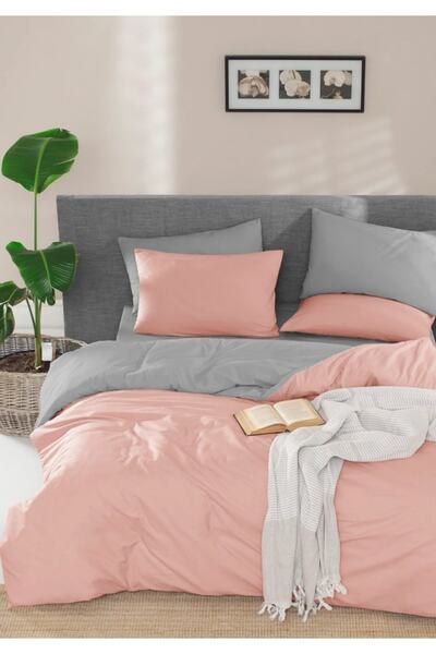 Sheri Home Basic Exotic Somon Çift Kişilik Nevresim Seti 200x220 Cm Somon Tyc...
