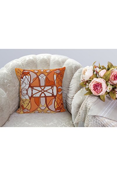 RUGSMODERN Pernă albă portocalie - Pernă tematică fețe de cai51