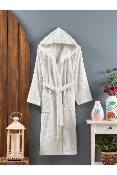PHILIPPUS Innesa Hooded Shawl Women's Bathrobe Cream