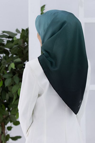 Vissona Γυναικείο μεταξωτό μαντήλι Twill Σκούρο Πράσινο Μέντα