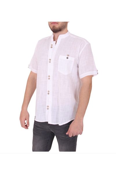 Selçuk EFES Double Buttoned Linen Shirt