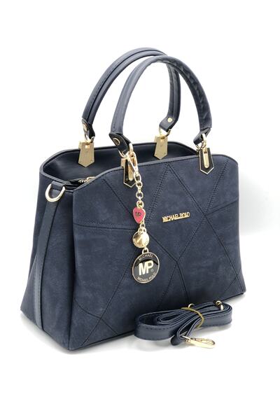 mıchael polo حقيبة يد وكتف نسائية 3 أقسام باللون الأزرق الداكن