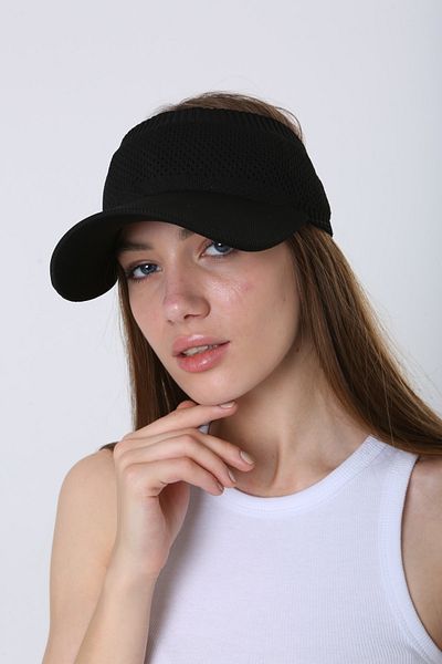 FELLMENS Black Lycra Tennis Visor Women's Hat