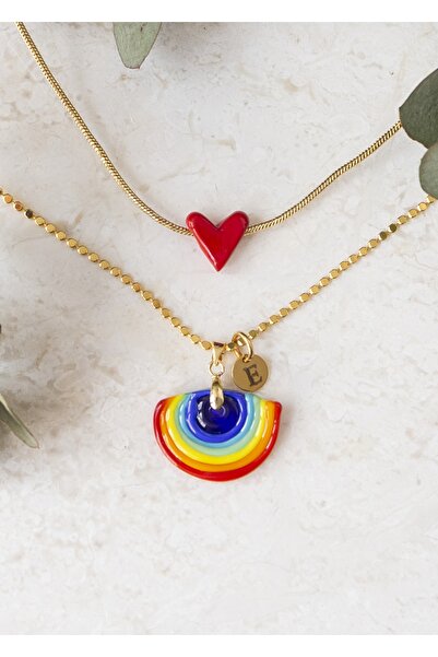 CHARMLUCKY Murano Kalp- Gökkuşağı Kolye