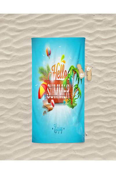 Erays Home Πετσέτα θαλάσσης με στάμπα Erayshome Hello Summer