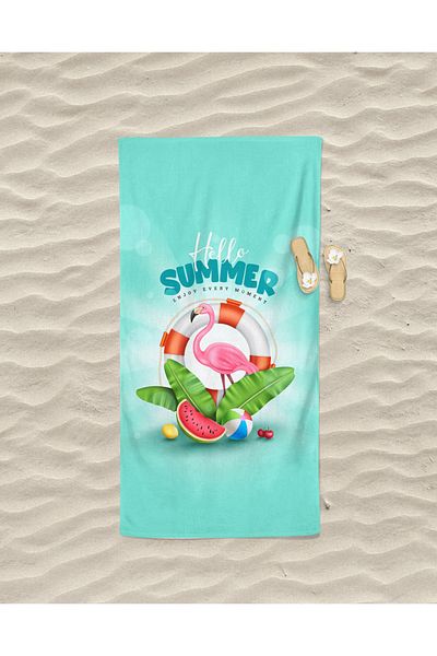 Erays Home Πετσέτα θαλάσσης με στάμπα Erayshome Hello Summer