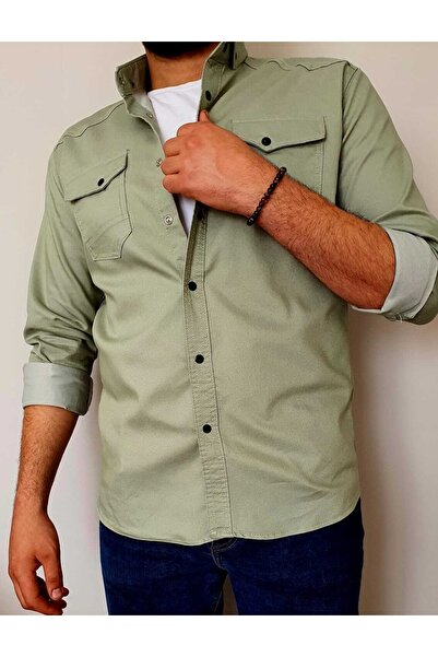 greenhills Yxc Slim Fit Чоловіча джинсова сорочка Водонепроникна зелена 00060