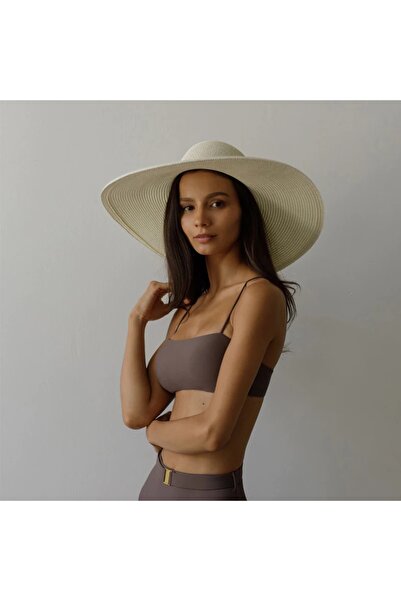 Kardelen Butik Denizli Pălărie de plajă de lux din paie, unitate mare pliabil...
