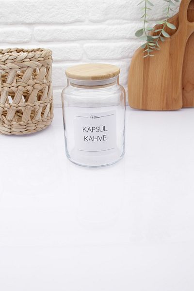 zezedesing Glass Capsule Coffee Storage Jar with Bamboo Lid 890ml