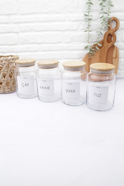 zezedesing Glass Tea-coffee-sugar-salt Storage Jar with Bamboo Lid 890ml