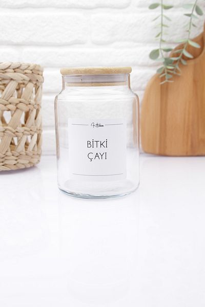 zezedesing Glass Herbal Tea Storage Jar with Bamboo Lid 890ml