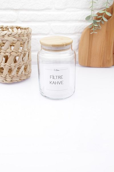 zezedesing Glass Filter Coffee Storage Jar with Bamboo Lid 890ml