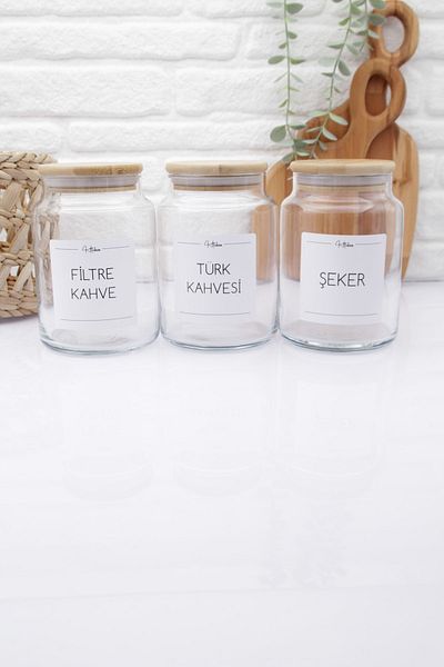 zezedesing Glass Turkish Coffee-filter Coffee-sugar Storage Jar with Bamboo Lid 890ml
