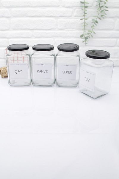 zezedesing Glass Tea-coffee-sugar-salt Storage Jar with Black Lid 1000ml