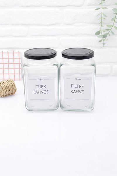 zezedesing Black Lid Glass Turkish Coffee-filter Coffee Storage Jar 1000ml