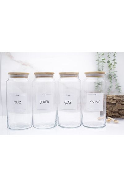zezedesing Glass Tea-Coffee-Sugar-Salt Storage Jar with Bamboo Lid 1300ml