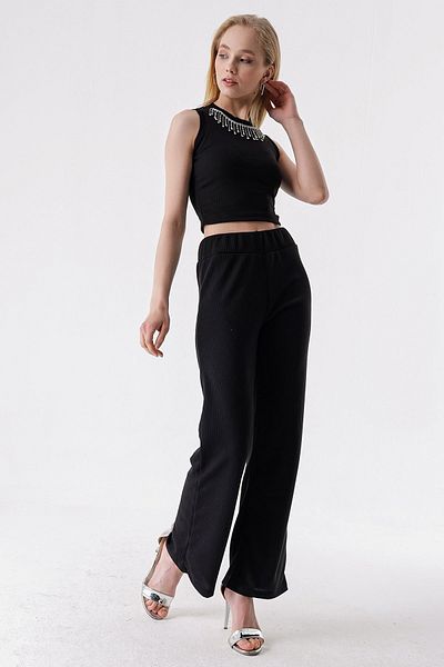 HAKKE Collar Stoned Athlete Trousers Set