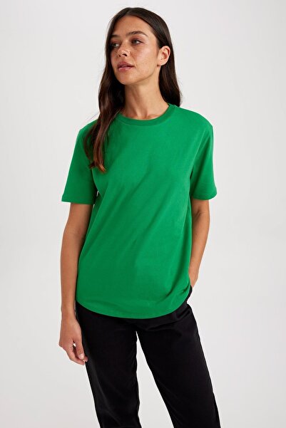 DeFacto T-shirt ze 100 bawełny o regularnym kroju z okrągłym dekoltem i krótkim rękawem W9584az23sm