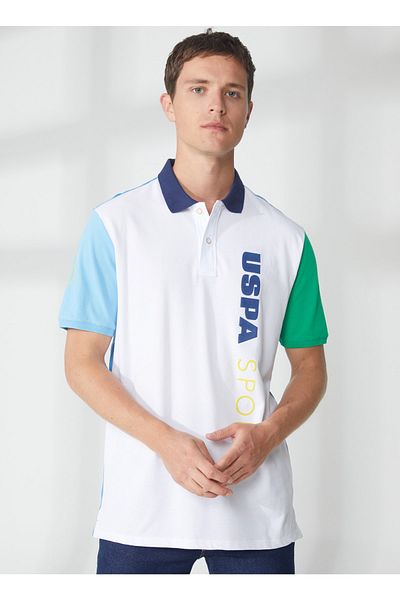 U.S. Polo Assn. Polo Neck White Ανδρικό T-shirt T-midar