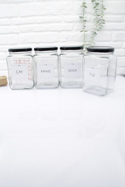 zezedesing Glass Tea-coffee-sugar-salt Storage Jar with Black Lid 1600ml