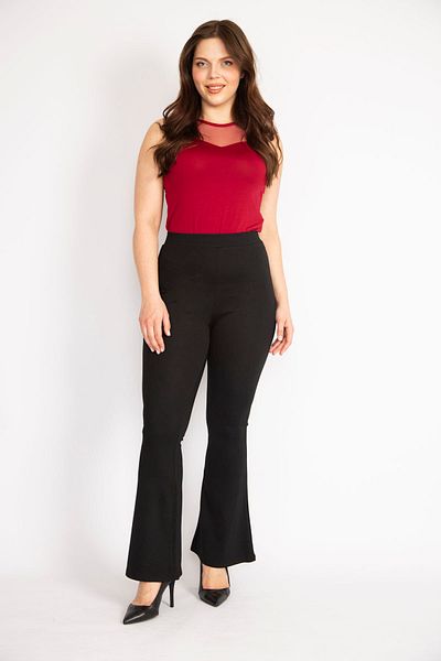 Şans Schwarze Damen-Leggings in großen Größen mit weitem Bein 65n36365