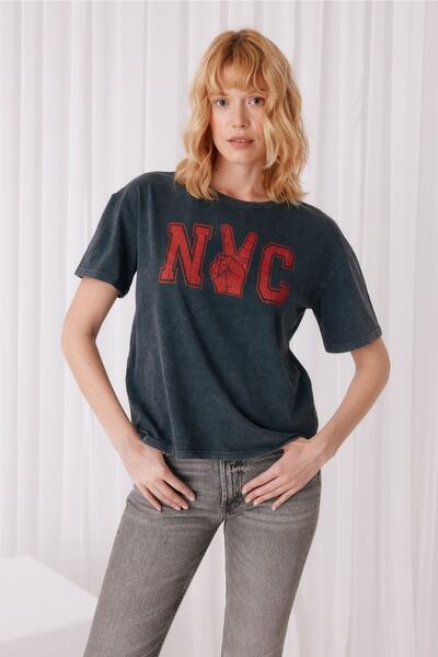 TUBİA Μπλουζάκι Nyc Printed Anthracite Color