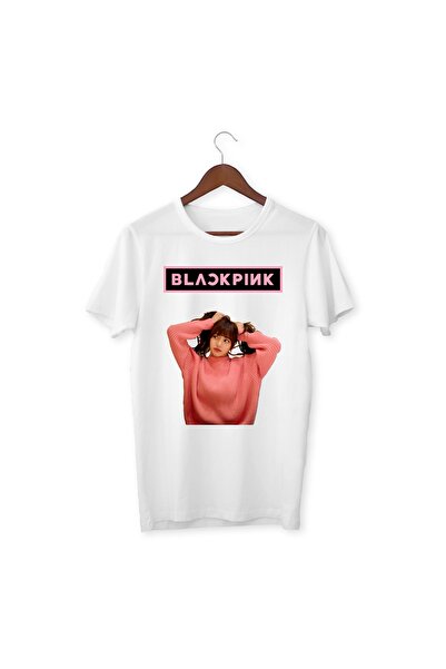 BLACK PINK - ليزا - تي شيرت أبيض مطبوع رقميًا للأطفال