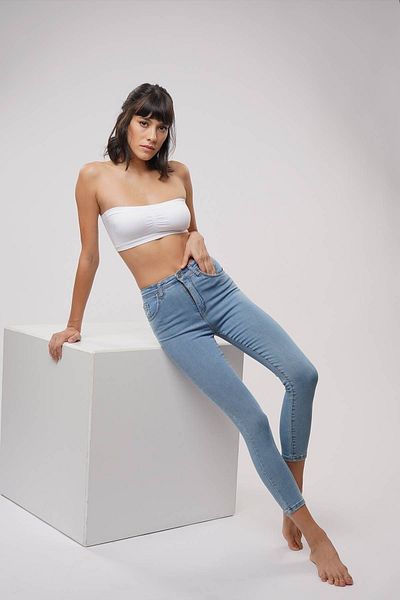 LAMİRAMOOD Recuperare ultra flexibilă cu talie înaltă - Ice Blue Cloud Skinny Leg