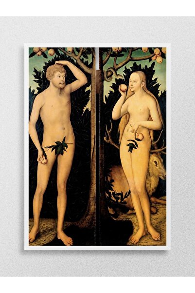 Mudi Store Adam And Eve Tablo Sanatsal Ünlü Ressam Poster Çerçevesiz Yüksek K...