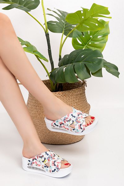 Nur Ortopedi Pastel Butterflies Cross Banded Model Open Airmax Women's Sabo Slippers