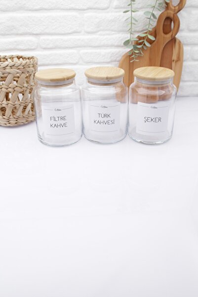 zezedesing Glass Turkish Coffee-filter Coffee-sugar Storage Jar with Bamboo Lid 890ml