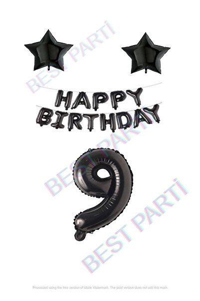 BEST PARTİ DOĞUM GÜNÜ PARTİ SÜSLERİ Happy Birthday Black Color Foil Balloon S...